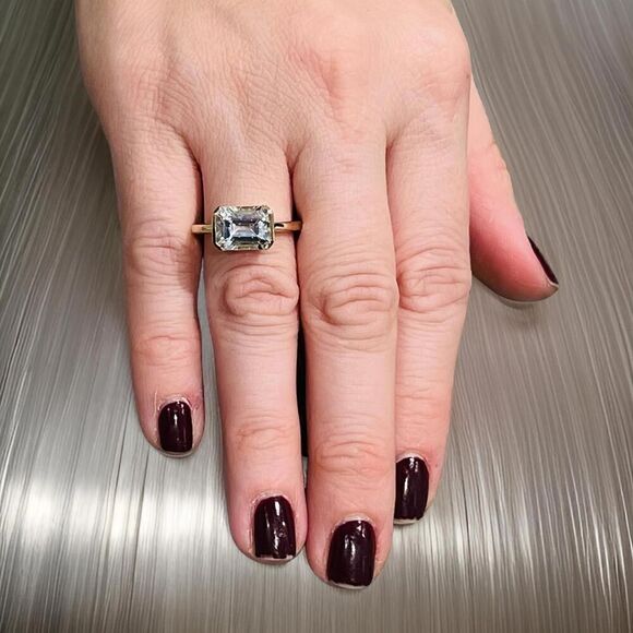 Natural Aquamarine Ring 6.5 14k Yellow Gold 2.94 TCW Certified $2,190 221346 - Picture 5 of 12